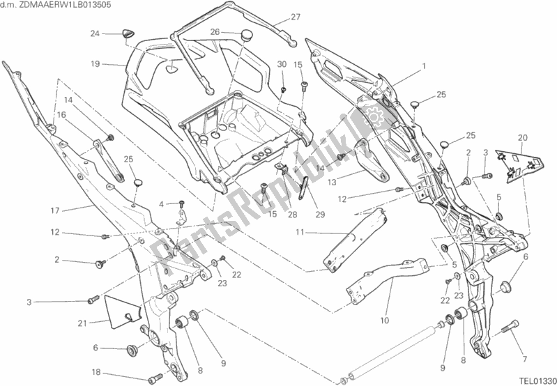 All parts for the 027 - Rear Frame Comp. Of the Ducati Multistrada 1260 Enduro Touring USA 2020